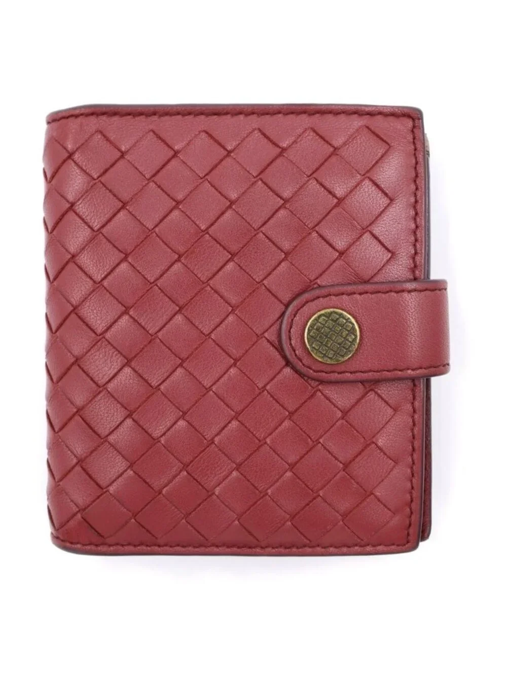Bottega Veneta Intrecciato Leather Wallet Bifold Coin Purse Bordeaux